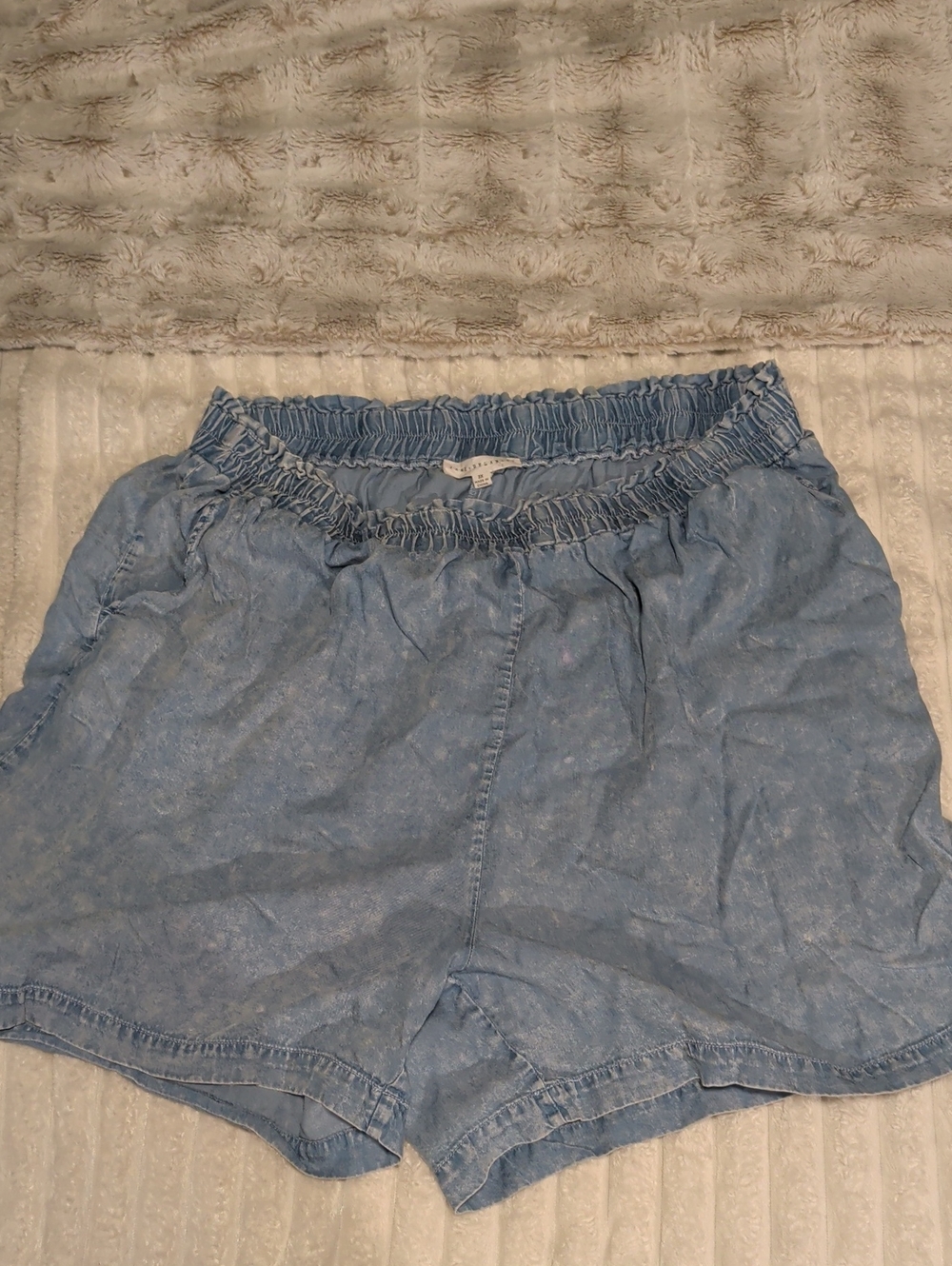 Jane and Delancey Light Blue High-Waist Chambray Shorts